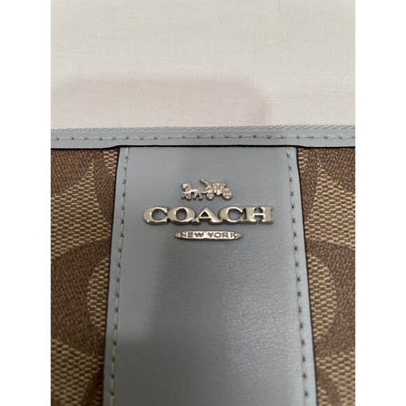Coach Rowan Satchel Authentic F83607 and Matching Wallet Khaki & Pale Blue - Picture 14 of 14